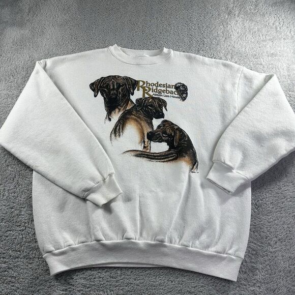 Rhodesian Ridgeback Sweater Mens XL Vintage 90s Crewneck African‎ Lion Hounds - Picture 1 of 11